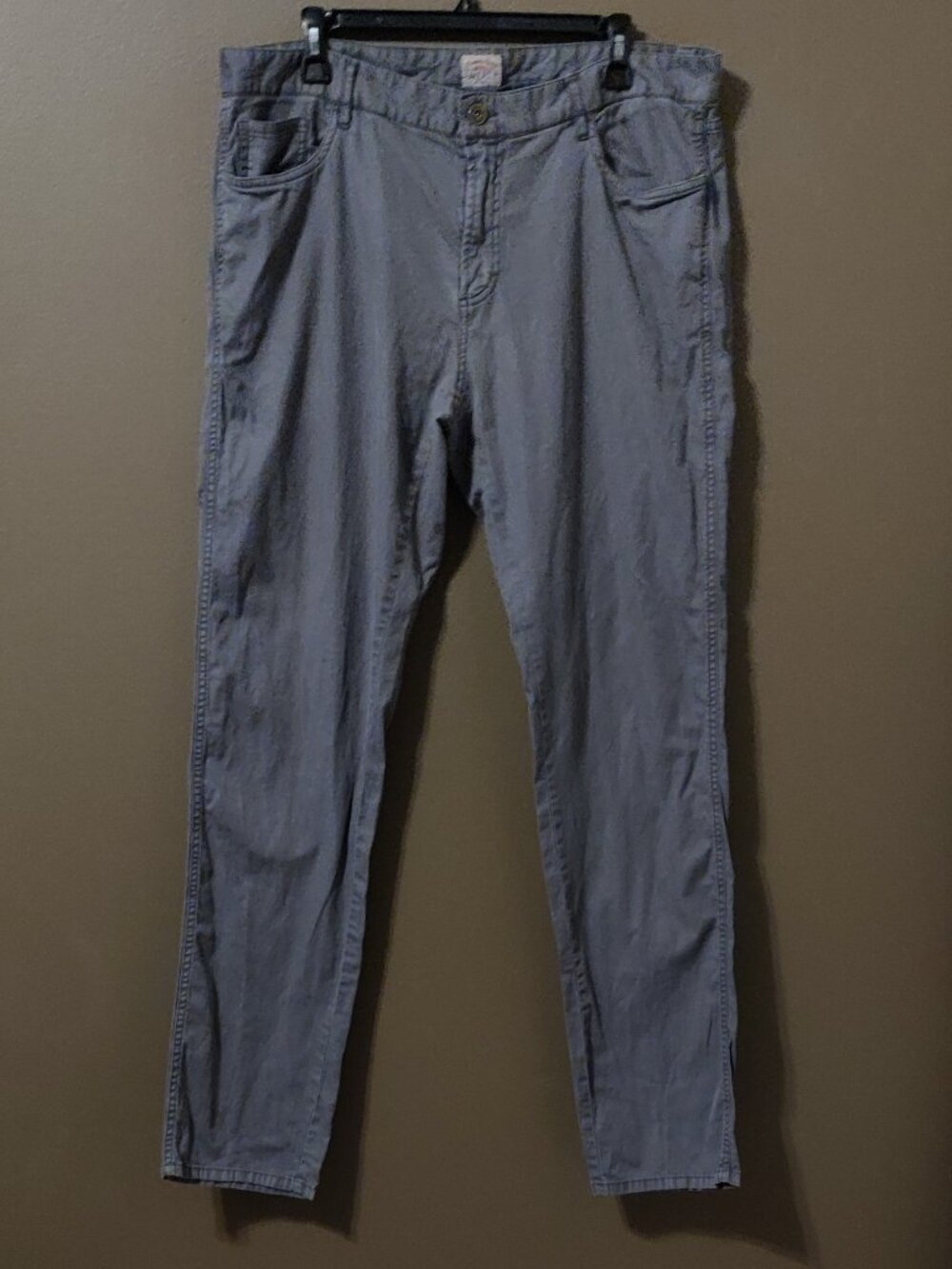 Faherty Del Mar Grey Cotton Linen 5 Pocket Zip Fly Pants Men's 36x34